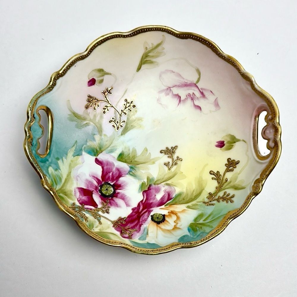 Antique Maple Leaf Mark Nippon Porcelain Hand Painted Embossed Bowl 1891-1911